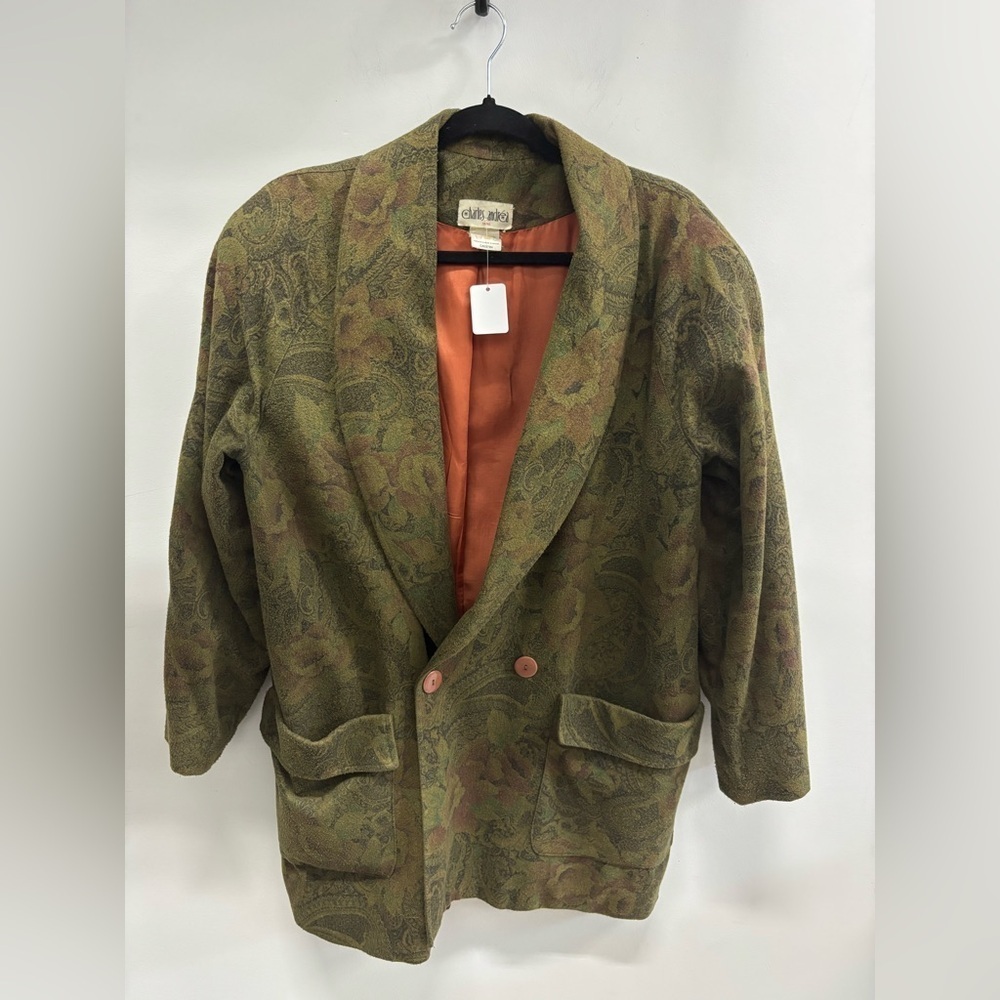 Vintage Olive Green Paisley Blazer